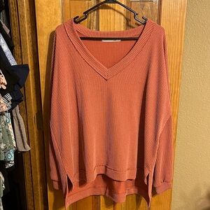 Altar'd State V-Neck Sweater - Rust